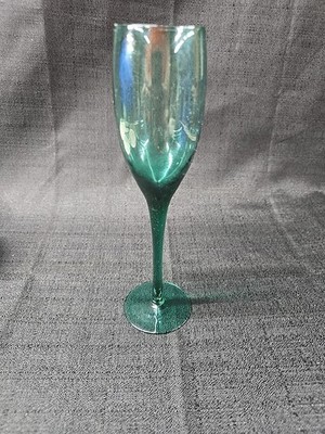 1 Vintage  Libbey Premiere Dark Juniper Green Champagne Glass Flute 9 Inch