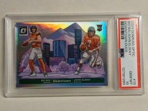 BO NIX JOHN ELWAY PSA 10 OPTIC DOWNTOWN 2024 Panini Donruss Duos RC SSP BRONCOS