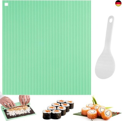 Silikon Sushi Matte,Sushi Roller mit Reislöffel Nicht Klebend Sushi Making Kit,W
