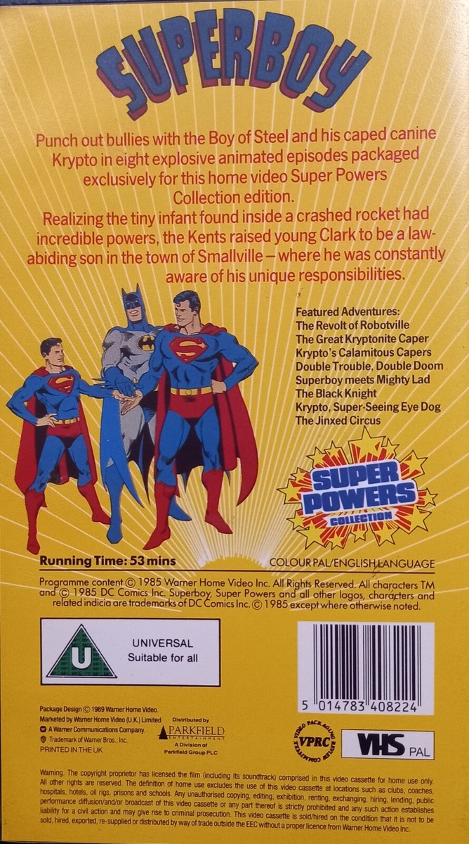 Superboy Super Powers Collection VHS Video Tape Warner Bros
