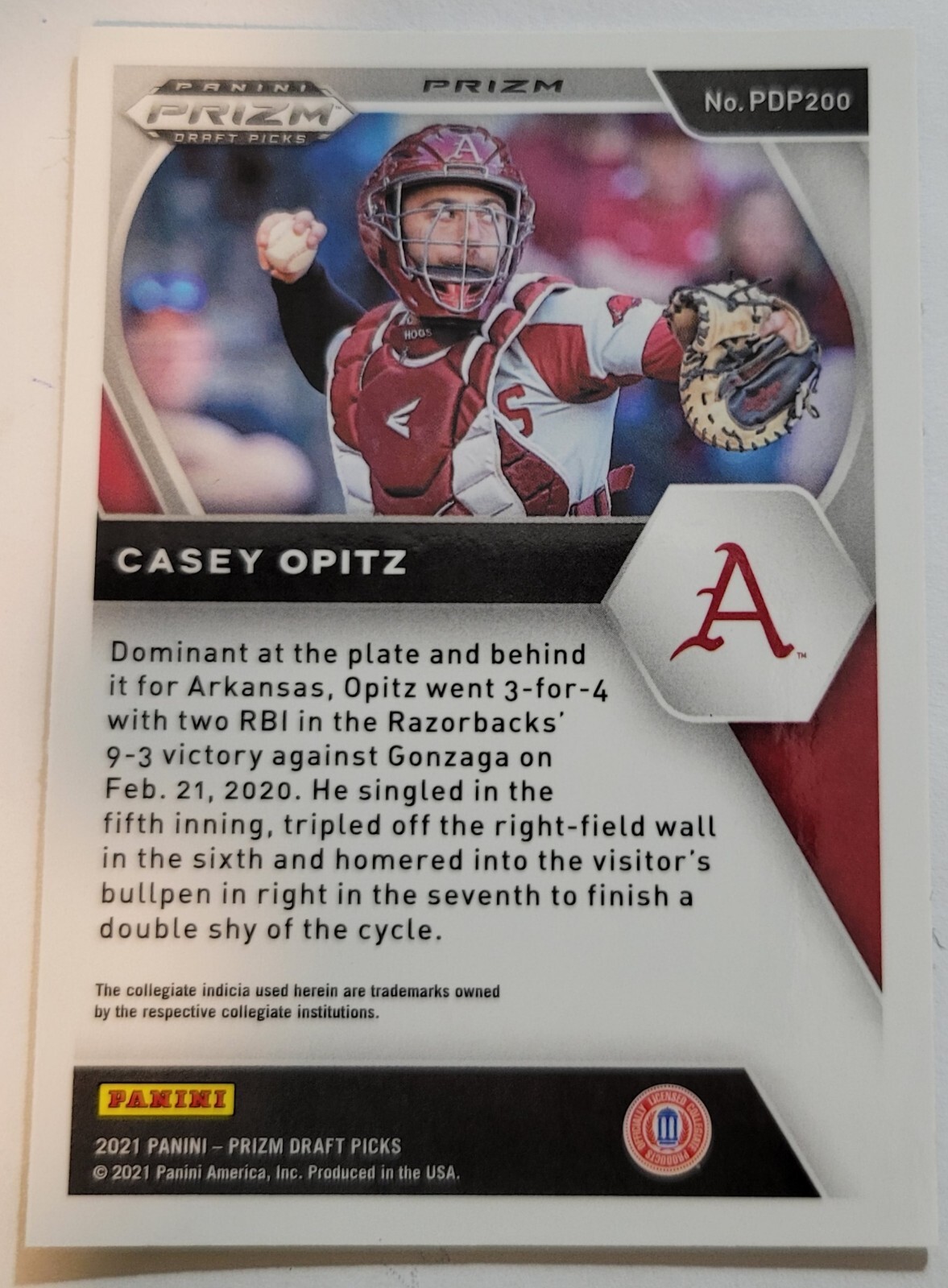 CASEY OPITZ Panini Prizm Draft 2021 Picks Green Pulsar Prizm #PDP200 ...