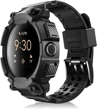 For Google Pixel Watch 3/2/1 Case SUPCASE UBPro Rugged Strap Bands Cover BLACK
