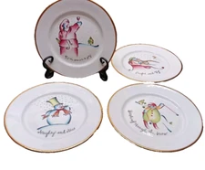 4 Rosanna Christmas Dessert Appetizer Salad Plates Made In Italy holiday plates