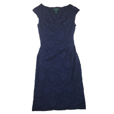 Ralph Lauren women's Formal dress size 4 navy blue sequins mini cowl neck