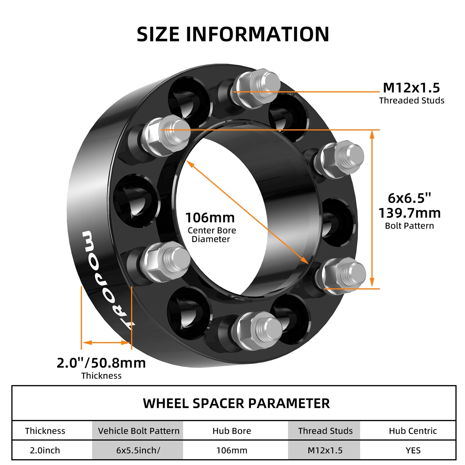 Wheel Spacers Adapters 2 inch 6x5.5 fit 20022021 Toyota 4WD