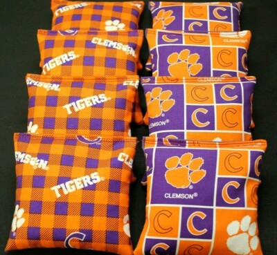 CLEMSON University Tigers CORNHOLE BEAN BAGS 8 ACA Regulation baggo