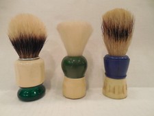 3 Vintage Shaving Brushes Made Rite Badger 203 / Opan Nylon N1 / 18/7 Germany