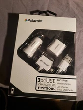 Polaroid 3 Piece Charging Kit Home, Car and 3-in-1 USB Cable PPP5080 white   