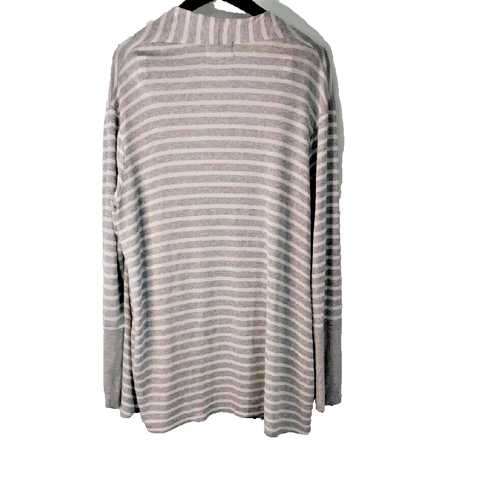 Cárdigan abierto Mademli Boutique para mujer L gris/blanco rayas plumero bolsillos informal - Imagen 4 de 5