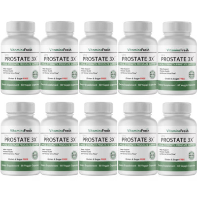 Prostate 3X Support Improves Prostate Health & Frequent Urine Flow - 10 Bottles