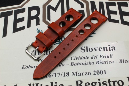 Artigianale Cinturino Racing sport fatto a mano vera pelle 22 mm bordeaux |  eBay