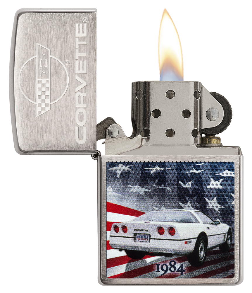 Zippo Chevrolet Corvette 1984 C4 Brushed Chrome Custom Lighter