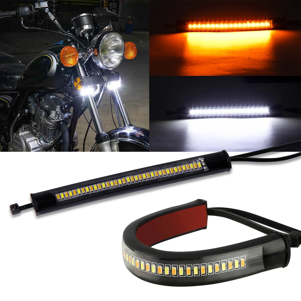 For Victory Motorcycle Flowing LED Turn Signal Strip Blinker White/Amber Light - Image 2 of 4