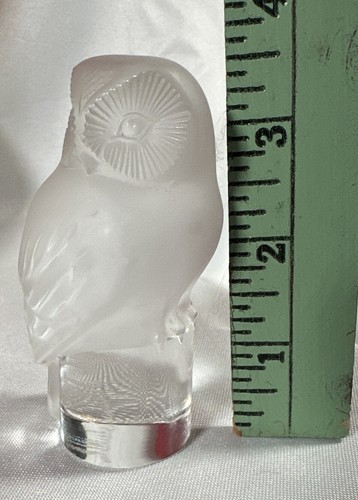 VINTAGE LALIQUE ART GLASS CRYSTAL OWL CHOUETTE PAPERWEIGHT FIGURINE FRANCE - Picture 18 of 19