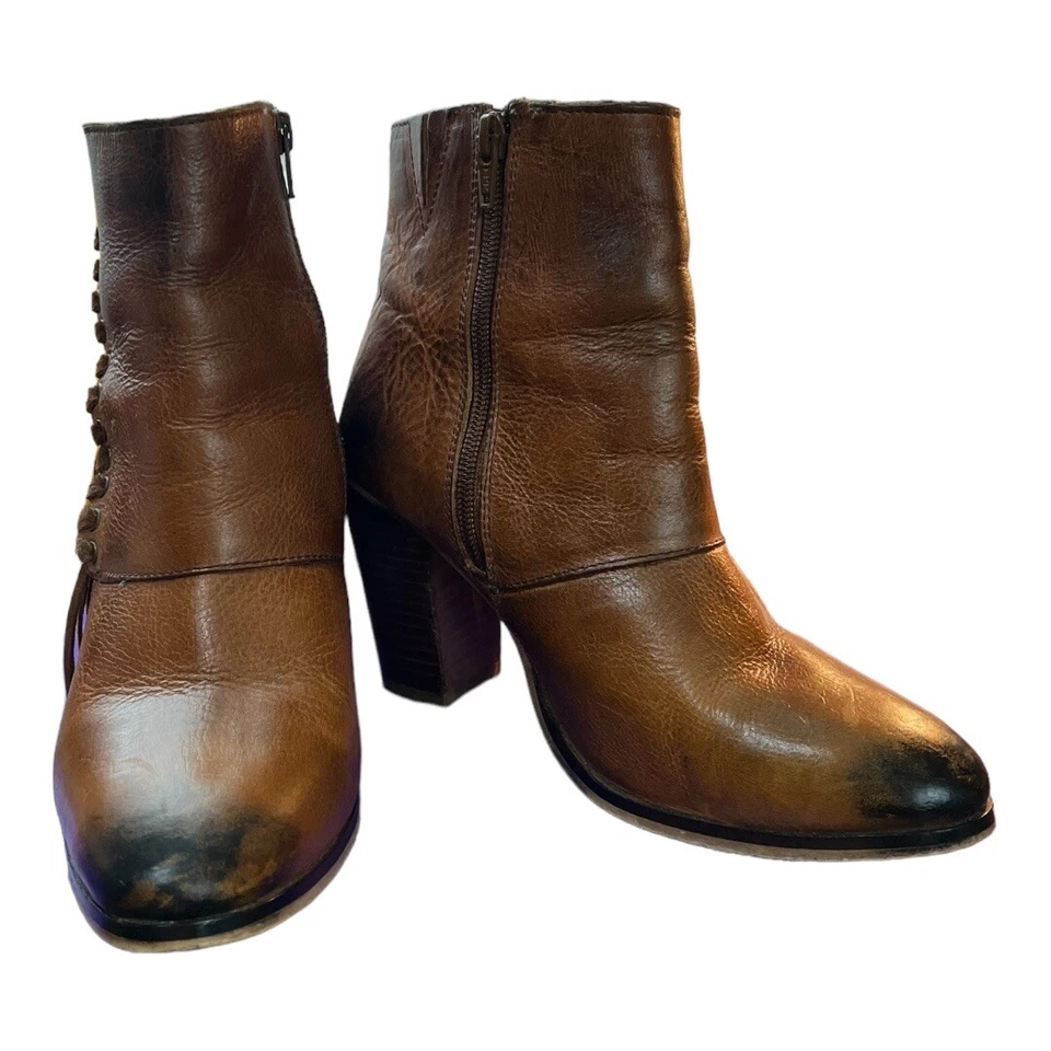 Diba True Jilly Ann Leather Fringed Side Zip Booties Size 7.5 - Image 2 of 4