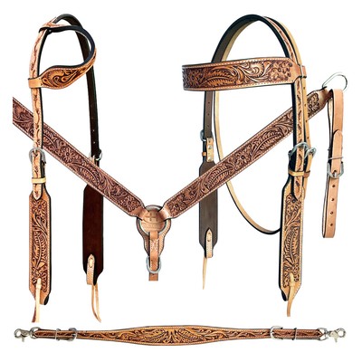 BE Bar H Equine American Leather Horse Saddle Tack One Ear Headstall | Breast