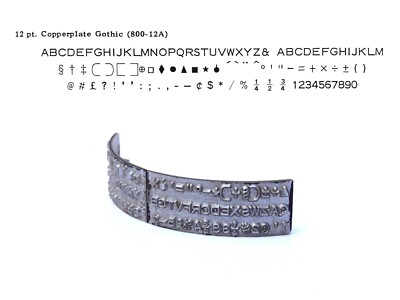 No.800-12A Copperplate Gothic Type Shuttle for Varityper Typewriter Hammond