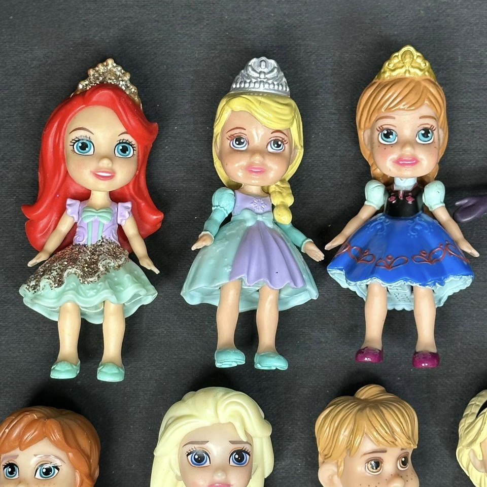 Disney Mini Princess Figures 3” Toddler 10 Dollhouse Dolls Frozen Lot
