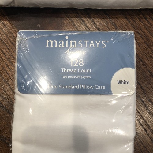 New MainStays Twin White Fitted Sheet & Standard Pillow Case 128 Thread Count - Picture 5 of 9