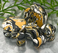 PAIR Black, Yellow & White Synthetic Turquoise Stone Plugs Earlet Tunnel Gauges