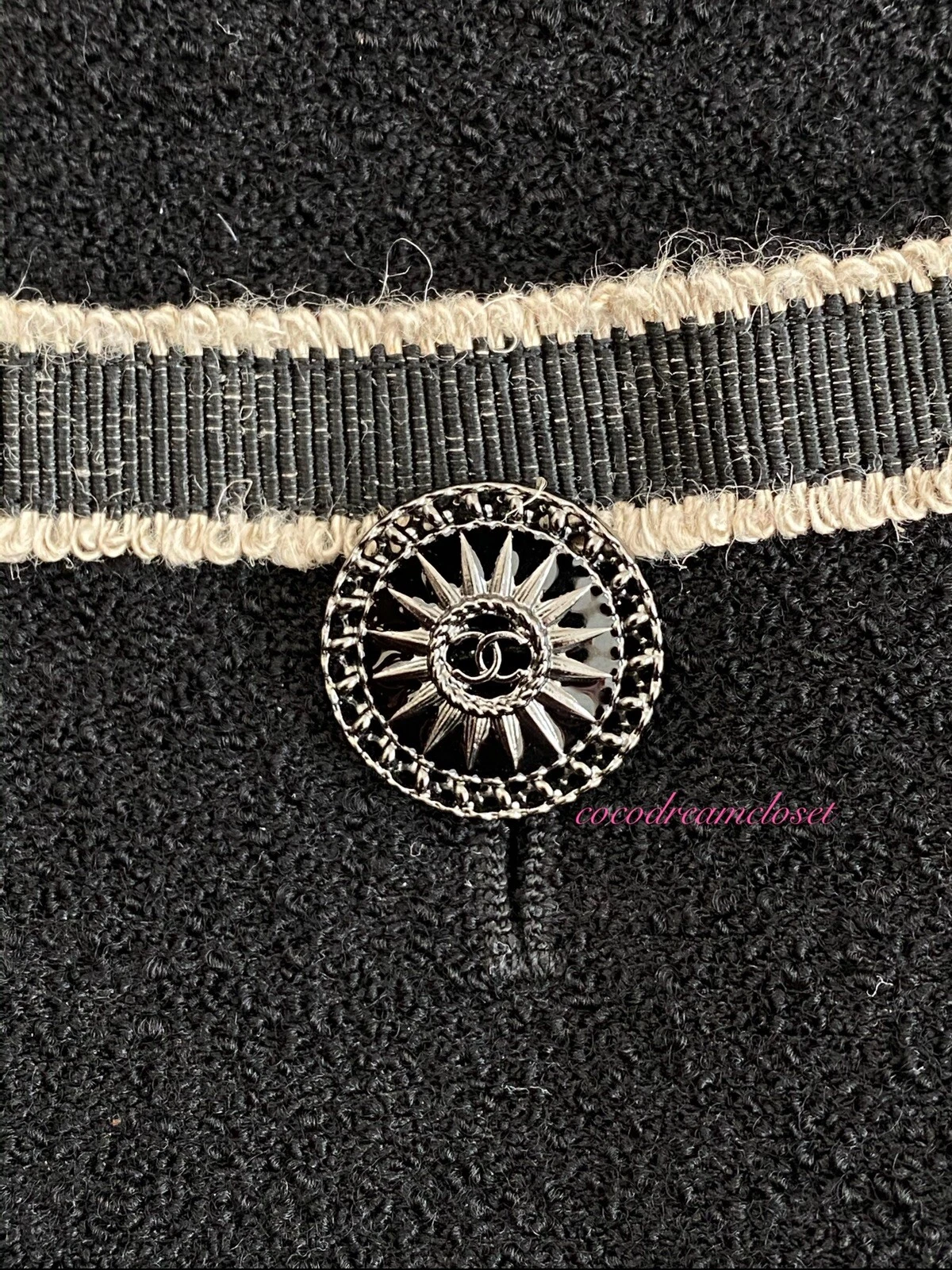 GIACCA CHANEL 14C MOST WANTED SENZA TEMPO NERO TWEED ECRU FINITURE A NASTRO TAGLIA 36