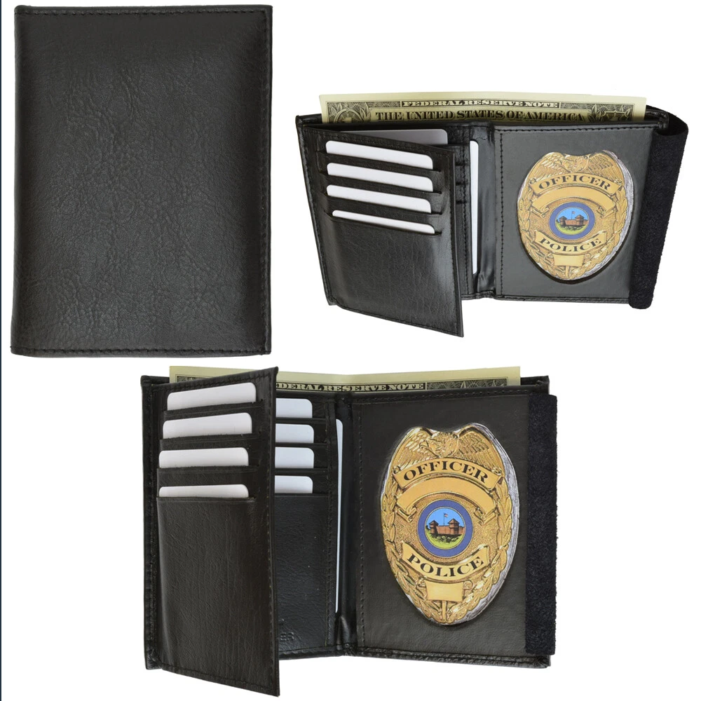 1 RFID Blocking Leather Wallet Badge Holder Sheriff Officer ID