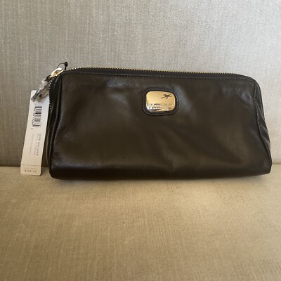 NEW $ 185 DonnaKaren Black SOFT leather Clutch Bag