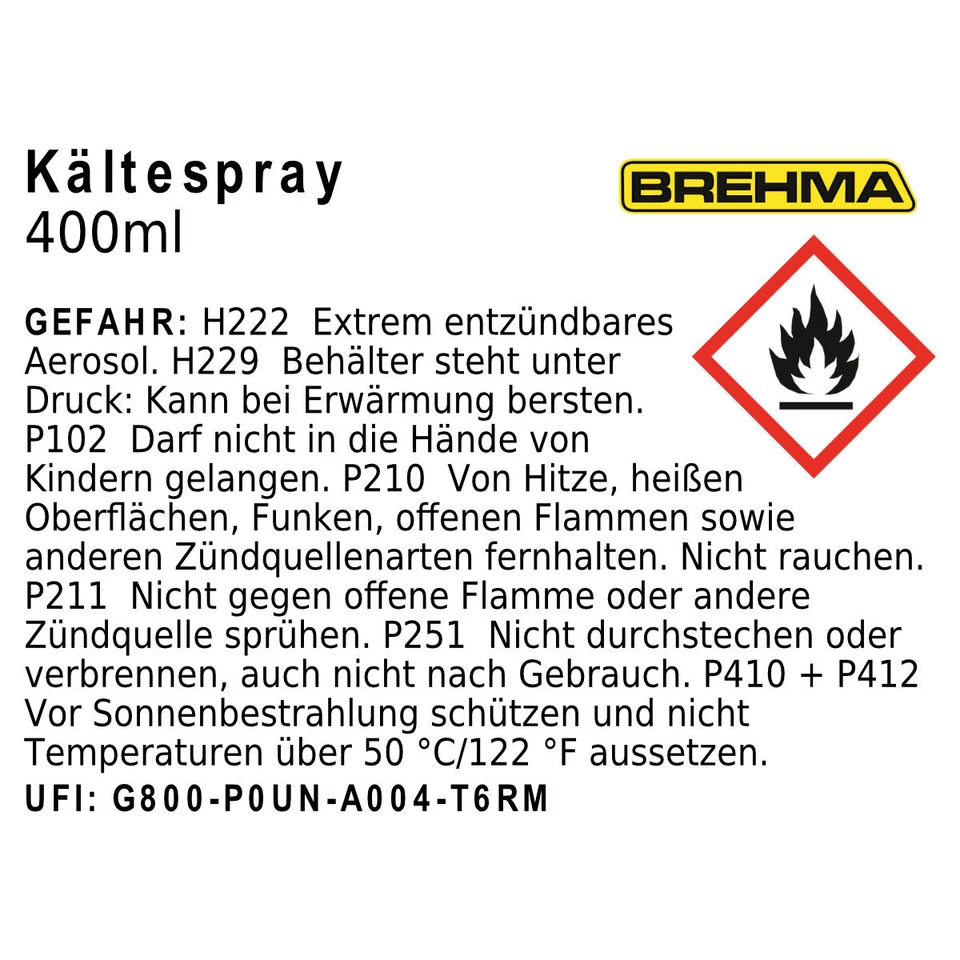 3x BREHMA Kältespray Eisspray Kälte Spray Vereisungsspray Kühlspray 400ml -45°C - Bild 3 von 3
