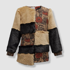 $1295 Autumn Adeigbo Women's Brown Clarissa Patchwork Coat Jacket Size M