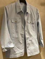 Frank Eden Jeans Style Casual Jacket Pale Blue Stretch Cotton Size 10