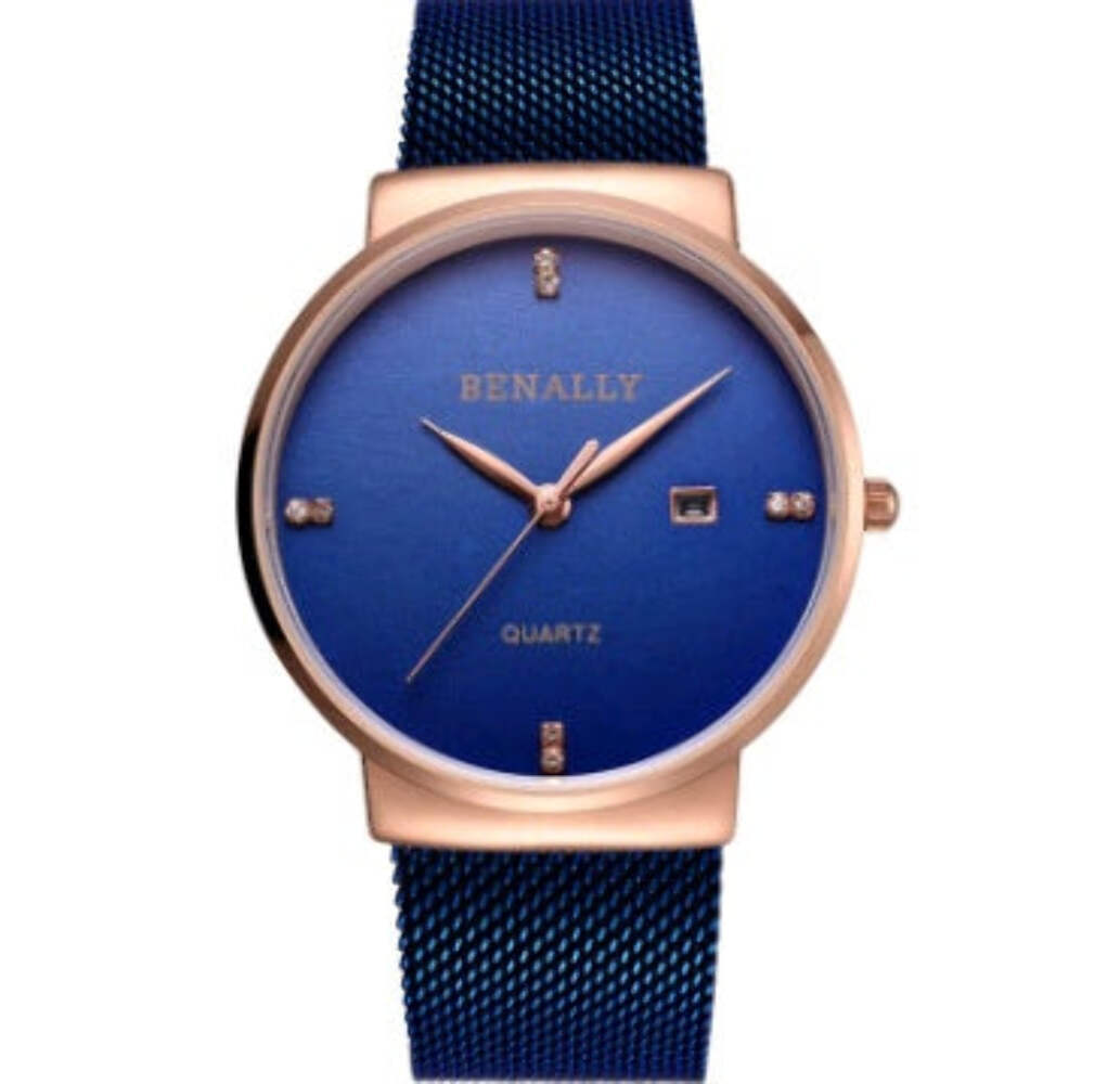Sleek Mesh Waterproof Quartz Watch for Men - Ultra-thin Diamond Scale Design
