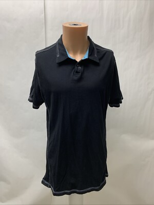 BKE Buckle Polo Shirt Mens Athletic Fit Casual Knit Black Short Sleeve Large
