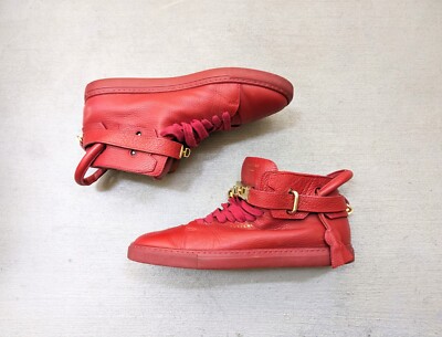 Buscemi 100 MM Sneakers Red Gold Men 10 43 Leather High Tops