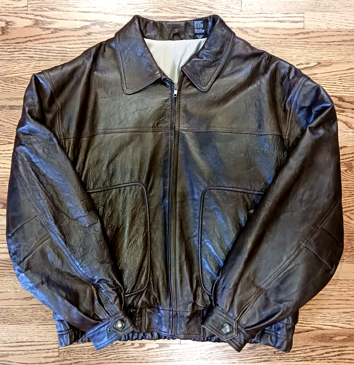 Spiegel Leather Vintage Mens Bomber Jacket Brown Sz XL | eBay