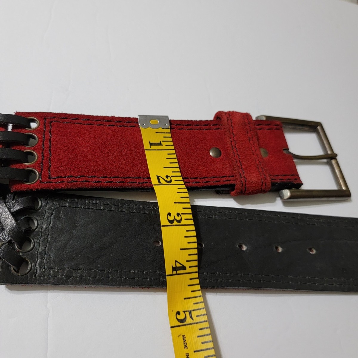 Vera Neumann 60s 70s Red White And Blue Woven Studded Suede Mod Belt M 29-33” Vintage 70s Vera Red White Blue Leather Belt / Unique Staple  main image 3