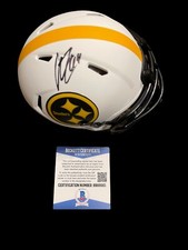 ALAN FANECA Signed PITTSBURGH STEELERS Lunar Eclipse Mini Helmet BECKETT HOF