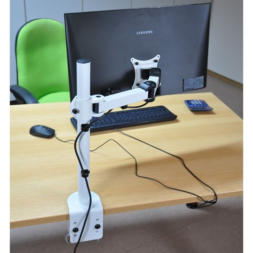 Support Moniteur Table jusqu'à 32 Pouces I Blanc I Inclinable Pivotant Hauteur Réglable - Photo 3/8