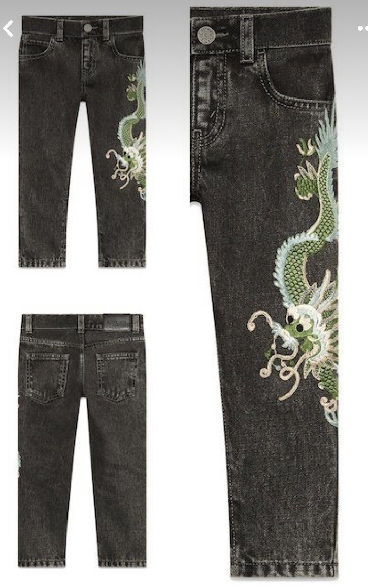 デニム/ジーンズ Gucci Embroidered Dragon Jeans Gucci Embroidered Dragon Jeans Black Multi Washed Denim Size 12 | eBay