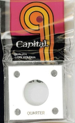 2x2 Capital Holder Plastic Snaplock For US Quarter Coin White Capsule Display