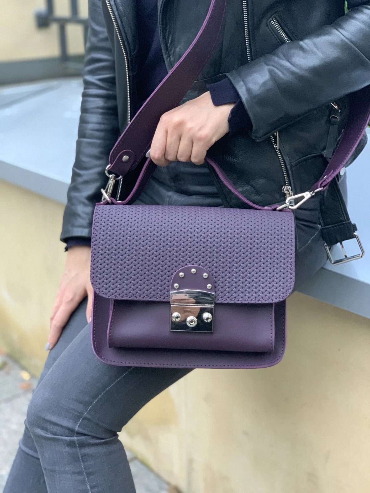 COACH Borsa donna viola melanzana tracolla pelle borsetta melanzana viola tracolla
