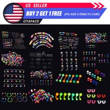 Lots Body Piercing Jewelry Ear Daith Nose Lip Belly Ring Tragus Barbell Stud Kit