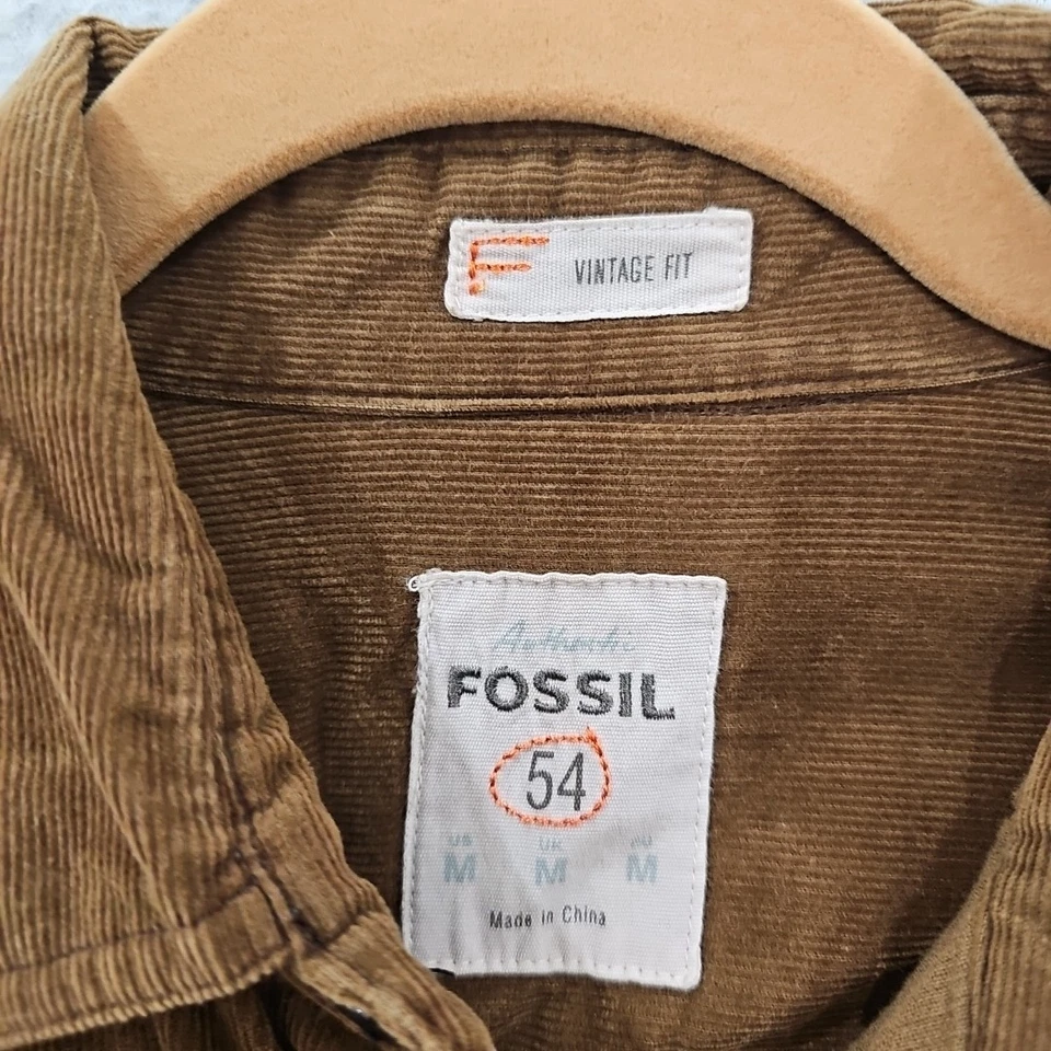 Camisa Fossil Vintage Para Hombre Pana A Presión Abotonada Talla M Marrón Western Años 90 Foto 2 de 4