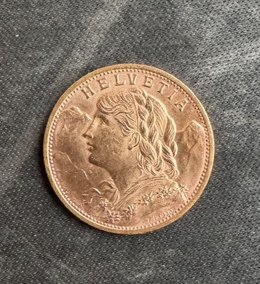1930-B Swiss Helvetia 20 Franc Gold Coin