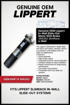 Genuine OEM Lippert In-Wall Slide-Out Motor With Brake 364262 SlimRack