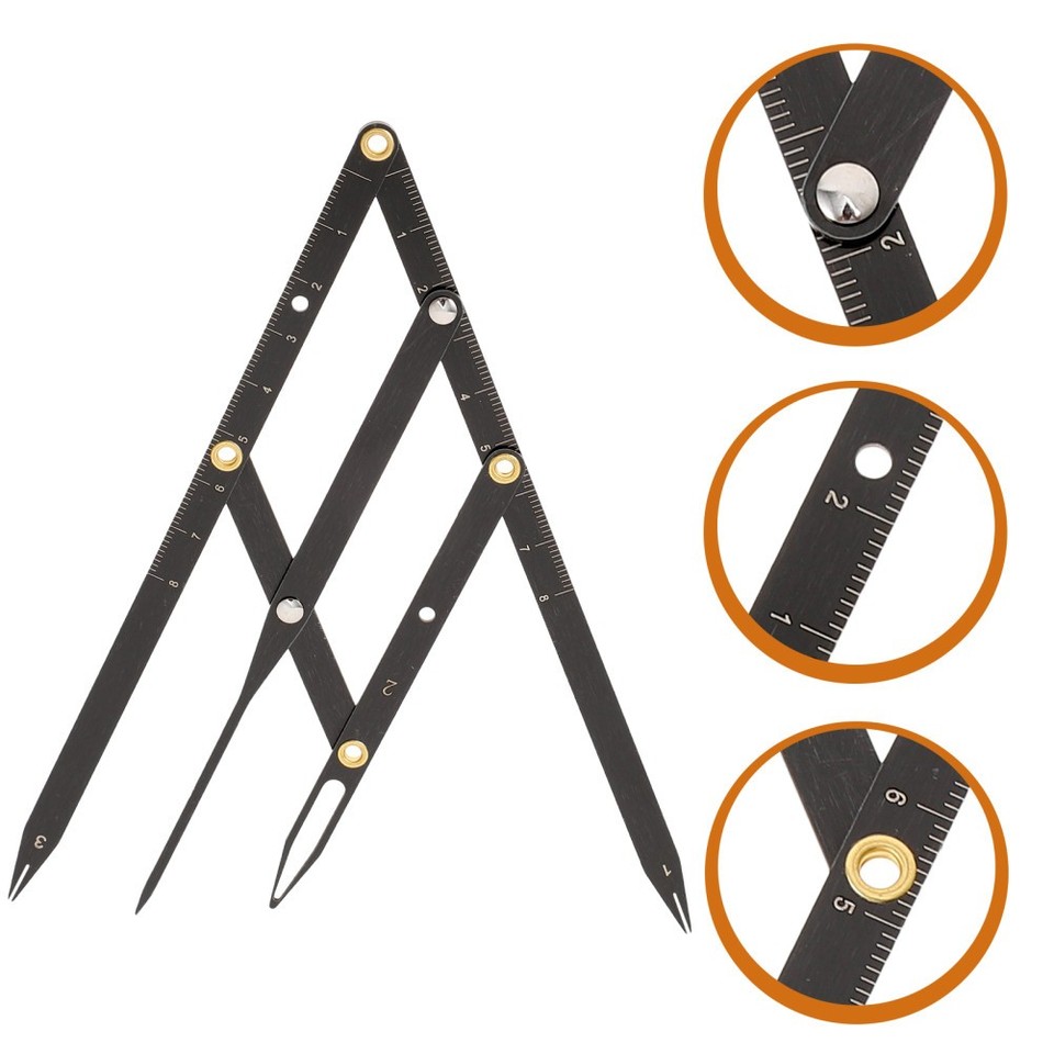 3 Rectangles Even Ruler 7 pcs Sliding Three-point Stainless Steel Eyebrow Ruler Golden Ratio ...