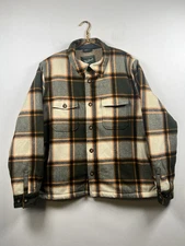 Vintage Woolrich Flannel Sherpa Lined Jacket Button Up Coat Mens XL Wool Blend