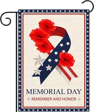 Memorial Day Garden Flag 12X18" Double Sided Outside Remember  Honor Patriotic