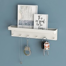 Key Rack With 6 Hooks & Mail Shelf Wall Mounted Self Adhesive for Hallway Office