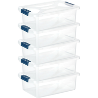 Engelland 5 X Aufbewahrungsbox Multibox Organizer Box 10 L Blau-Transparent