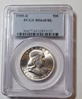 1959-D 50C Silver Franklin Half Dollar Certified PCGS MS-64-FBL